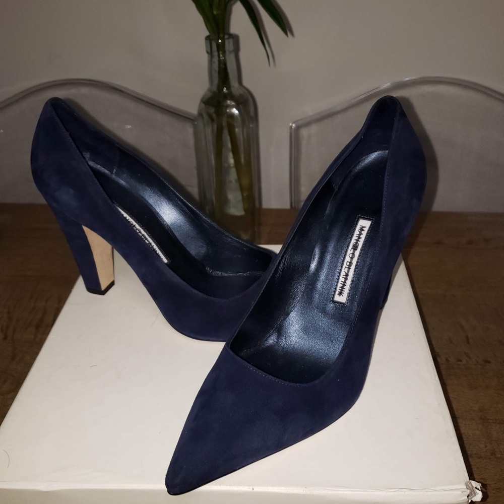 Navy suede manolo blahnik heels